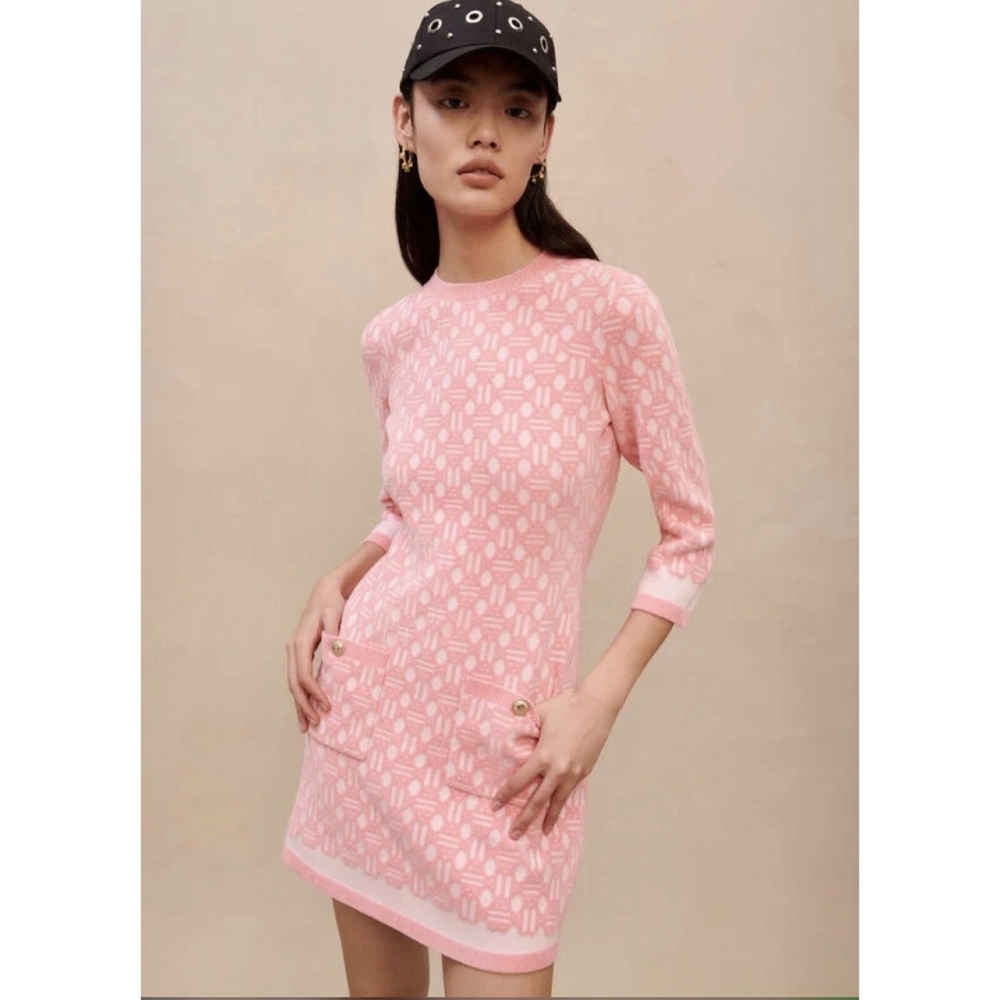 Maje Roadina Pink And White Dress